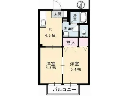 ベルクサワ(2K/1階)の間取り写真
