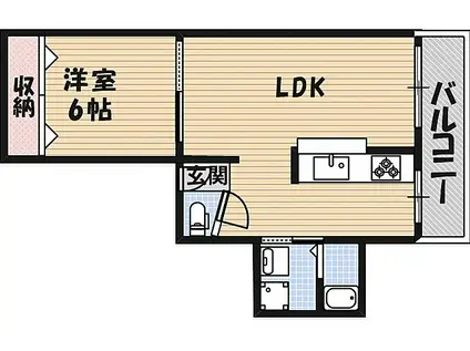 ジョバンニアドニス(1LDK/4階)の間取り写真
