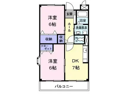 グリーンエクセル(2DK/3階)の間取り写真