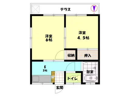 泉コーポ(2K/1階)の間取り写真