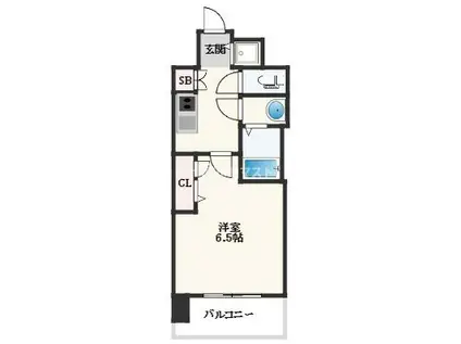 スワンズシティ大阪エスクレア(1K/9階)の間取り写真