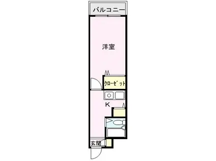 ダイナコート医生ヶ丘(1K/2階)の間取り写真