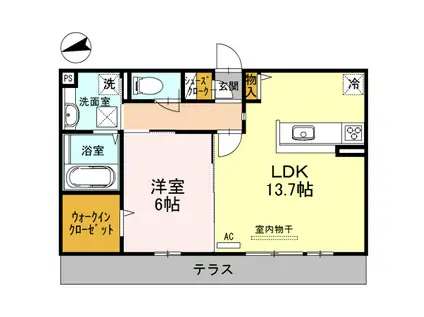 ムーラン ア ヴァン(1LDK/1階)の間取り写真