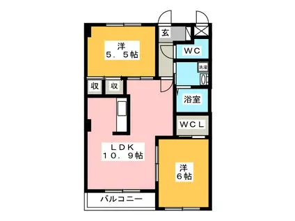 GENS・SOLEIL(2LDK/2階)の間取り写真