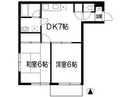 武蔵ハイツI(2DK/2階)の間取り写真