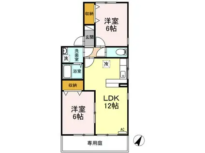 山小屋ハイツI(2LDK/1階)の間取り写真