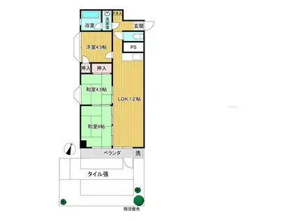 乙舳スカイマンション(3LDK/1階)の間取り写真