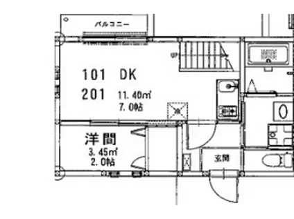 COCO千早(1SDK/1階)の間取り写真
