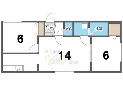 LAPIS-LAZULI白石(2LDK/4階)の間取り写真