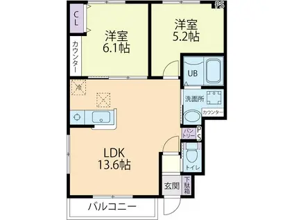 DOUX MAISON 宿根(2LDK/1階)の間取り写真