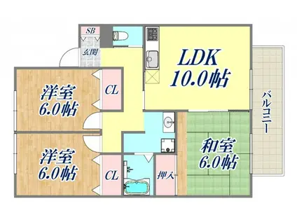 ローズヒップガーデン A棟(3LDK/1階)の間取り写真