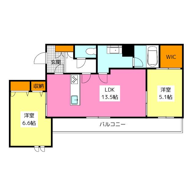 シャーメゾン高宮通(2LDK/2階)の間取り写真