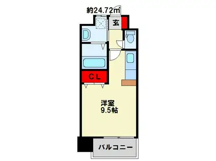 アクシオ小倉(ワンルーム/9階)の間取り写真