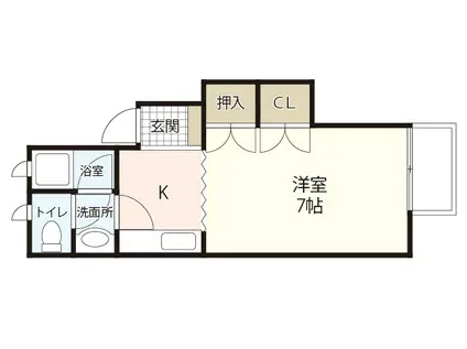 カートル セゾン II(1K/1階)の間取り写真