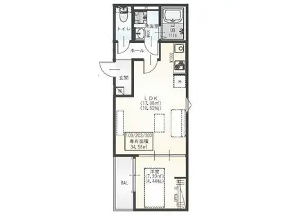 GRADUS緑町(1LDK/2階)の間取り写真