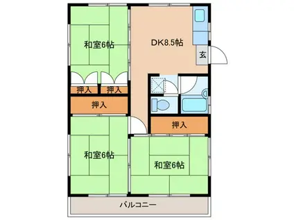 Sビル(3DK/3階)の間取り写真