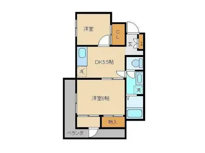 梅影ハイツ(2DK/3階)の間取り写真