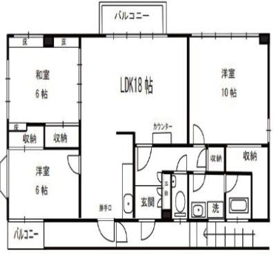 NSビル(3LDK/3階)の間取り写真