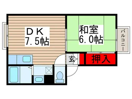 スワローフィールズ(1DK/2階)の間取り写真
