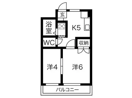 コーポ川原(2DK/1階)の間取り写真