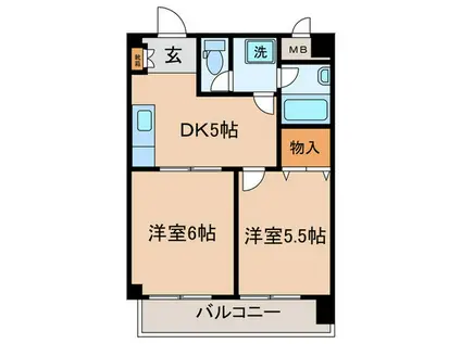 シーザーレジデンスつつじヶ丘(2DK/3階)の間取り写真