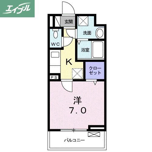 カーサ 幸(1K/1階)の間取り写真