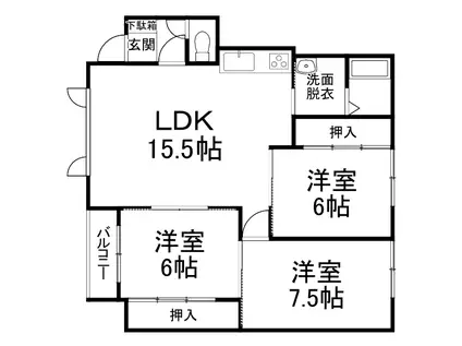 イースト5(3LDK/2階)の間取り写真