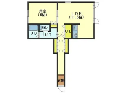 ファミールII(1LDK/1階)の間取り写真