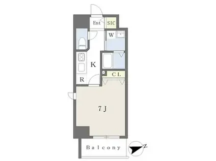 プレイズシード車道アベニュー(1K/4階)の間取り写真