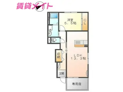 サザンクロス(1LDK/1階)の間取り写真