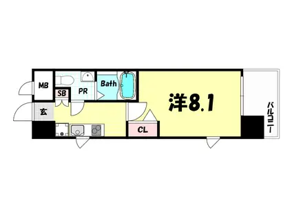 アドバンス三宮Vソレイユ(1K/8階)の間取り写真