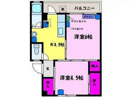 サクラハウス吉作(2K/3階)の間取り写真