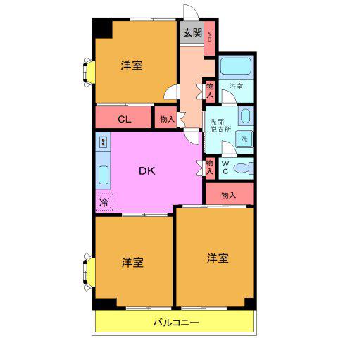 サントミグランドールマンション(3DK/5階)の間取り写真