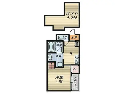 グランビア甲斐町東(1K/2階)の間取り写真