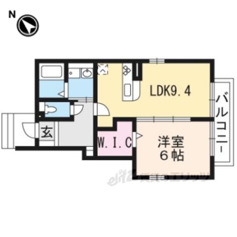 ファミーユ旭ヶ丘1(1LDK/1階)の間取り写真