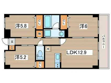 アスティ ヴィータA棟(3LDK/2階)の間取り写真