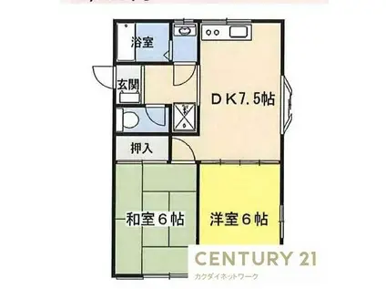 ヴィラ小林(2DK/1階)の間取り写真