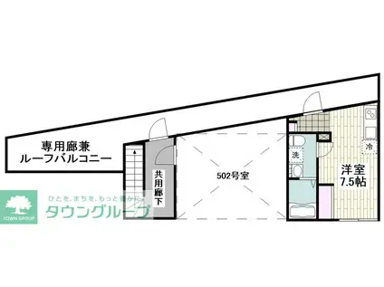 エアリアル西小山(ワンルーム/5階)の間取り写真