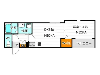 ハーモニーテラス住吉II(1DK/3階)の間取り写真