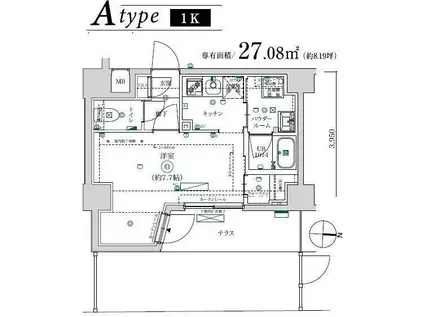 MAXIV武蔵新城TRE(1K/6階)の間取り写真