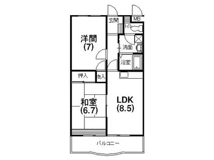 ハミング弥生(2DK/3階)の間取り写真