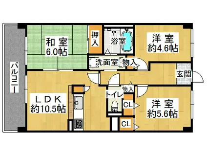 学園シティコート(3LDK/9階)の間取り写真