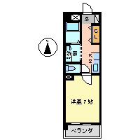 コーポラスヤスイ(1K/3階)の間取り写真