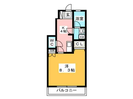 パレットハウス(1K/1階)の間取り写真
