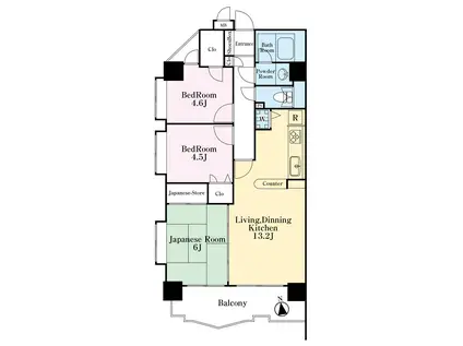 ドメス稲田堤(3LDK/5階)の間取り写真