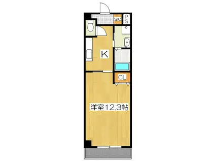 BAMBOO HILLS(1K/4階)の間取り写真