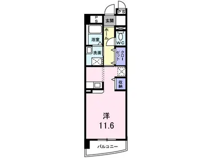 ミッションヒルズ(ワンルーム/3階)の間取り写真