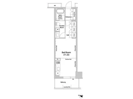 飯田橋ガーデンフラッツ(ワンルーム/4階)の間取り写真