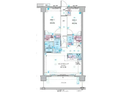 GENOVIA 隅田川イースト SKYGARDEN(2LDK/2階)の間取り写真