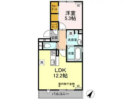 ラ・ブリエ(1LDK/2階)の間取り写真